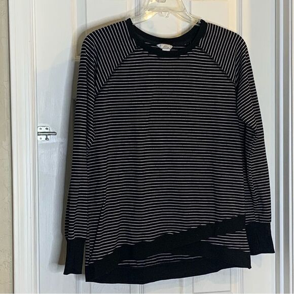 Danskin Split Hem Tunic Black and White Striped Size Large - Picture 4 of 10